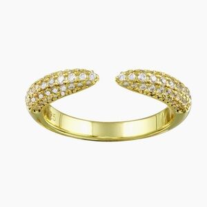 Gold Pavé Claw Ring with CZ Clear Stones - Women Jewelry